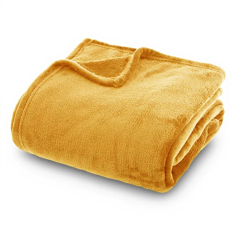 Couverture en flanelle ocre 180 x 230 cm