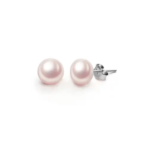 Ever Faith 6mm Pink Freshwater Cultured Pearl Stud Earrings