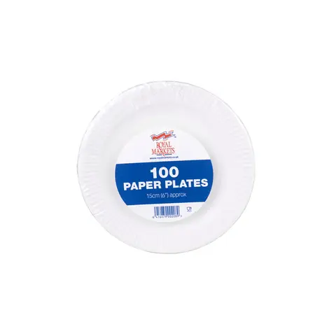Royal Markets 6 inch White Paper Plates, pack of 100