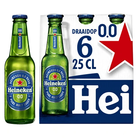 Heineken Premium Pilsener 0.0 Bier Draaidop Fles 6 x 250ml