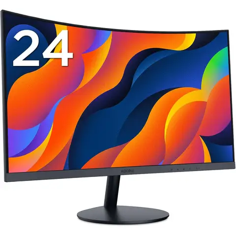 KOORUI 24-Inch Curved Computer Monitor, Full HD 1080P 75Hz Gaming Monitor 1500R LED HDMI VGA, Tilt Adjustment, Eye Care, Black 24N5CA