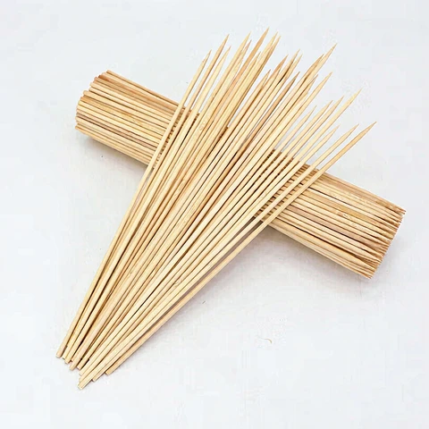 100 Einweg-Bambusskewer – für Grill- und Party, lang, 3 mm x 25 cm, einfacher Stil