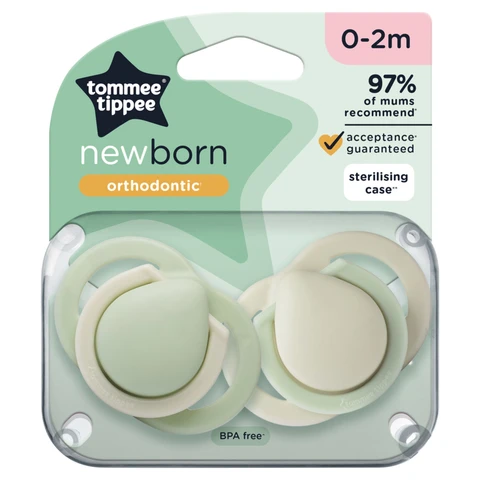 Tommee Tippee Newborn Soothers 0-2 Months 2 Pack Assorted Colours