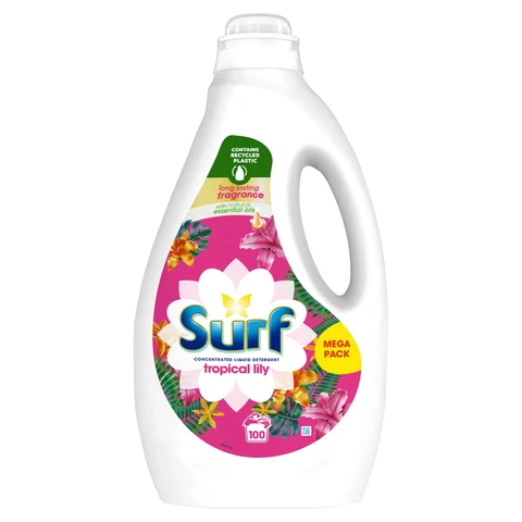 Surf Concentrated Liquid Laundry Detergent, Tropical Lily, 100 Washes, 2.7l