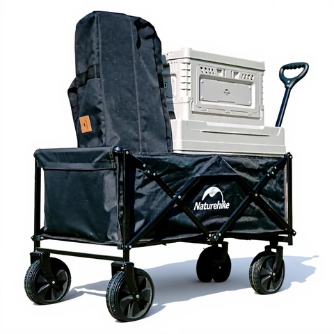 NatureHike Chariot Jardin Pliable HW 113L Grande Capacité Poignée Réglable 120kg Charge Noire