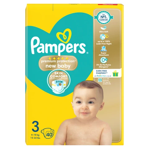 Pampers New Baby Premium Protection Nappies Size 3 40 Pack