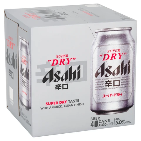 Asahi Super Dry Beer 4x330ml Can