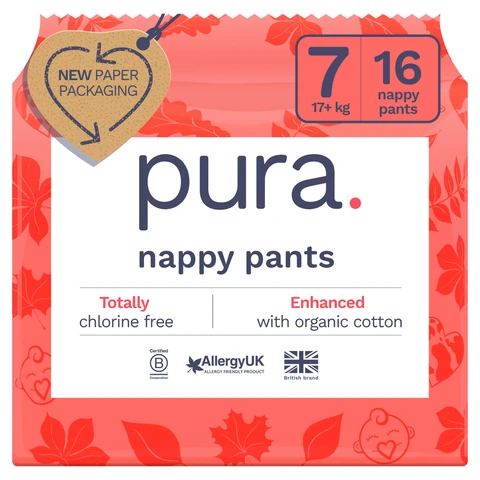 Pura Eco Nappies Size 7 17+Kg 16 Pants