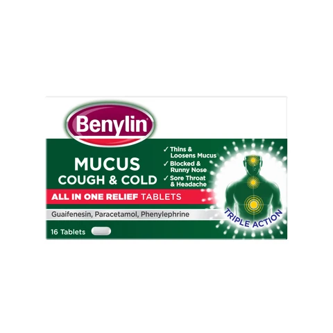Benylin Mucus Cough & Cold All in One Tablets 16 Tablets