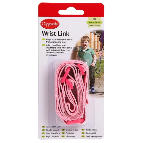 Clippasafe Safety Wrist Link with Shock Absorber  1-4 Years  Pink