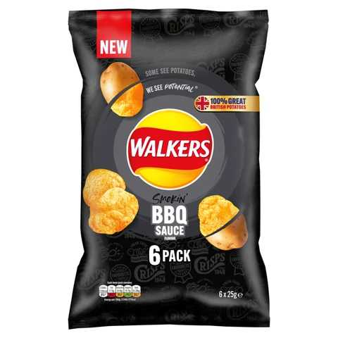 Walkers Crisps BBQ 6 x 25g