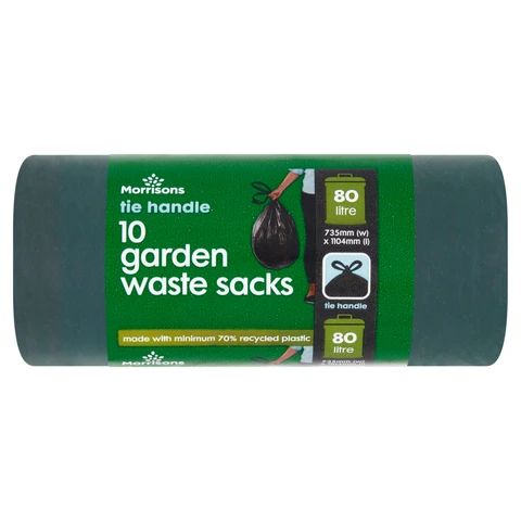 Morrisons 10 Tie Handle Garden Waste Sacks 80l