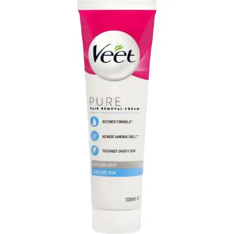 Veet Pure Hair Removal Cream Legs and Body Sensitive Skin 100ml