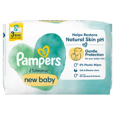 Pampers New Baby Plastic Free Wipes 3 Pack 138 Wipes