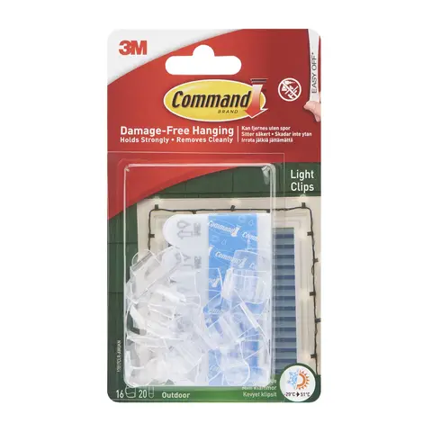 3M Command Outdoor Light Clips, 16 Clips, 20 Strips