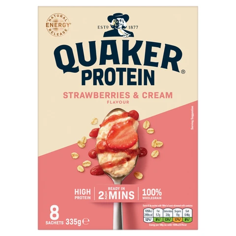Quaker Oat So Simple Strawberry & Cream Protein Sachets 8 Pack 335.2g