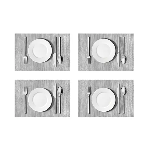 Placemats Easy Clean Rectangle Silver 4pcs