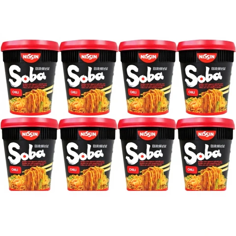 NISSIN Instant Soba Nudeln Becher Chili 8 x 92g 1 KARTON