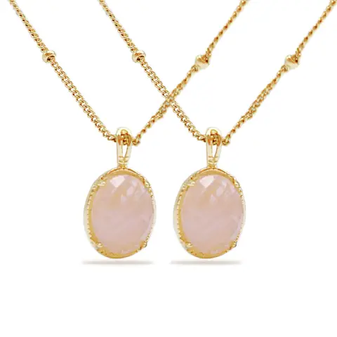 Pink Gem 18K Gold Plated 42cm Necklace