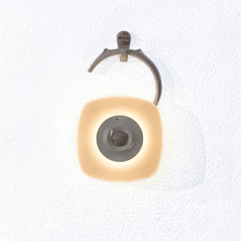 Aigostar Veilleuse LED avec Capteur de Mouvement PIR + Capteur de Lumière avec Crochet Design Sans Cadre 3000 K Lumière Chaude 18 lm