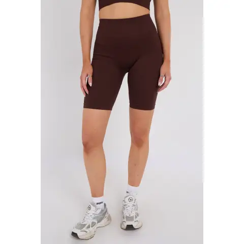 Third Avenue Seamless High Waist Shorts, Espresso Brown, M Size