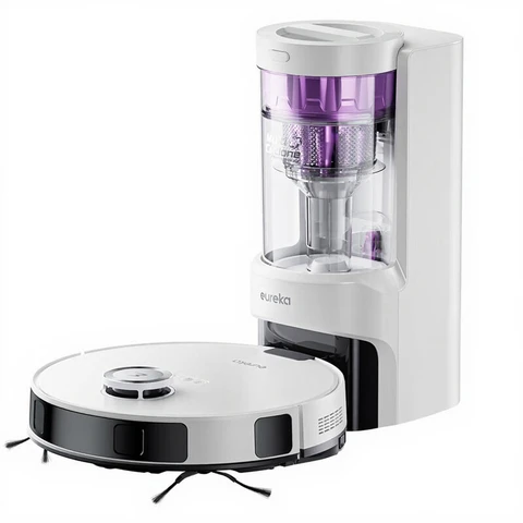 Eureka NERE10s Aspirateur robot 4 000 Pa avec fonction lavage et vidage automatique, navigation LiDAR blanc