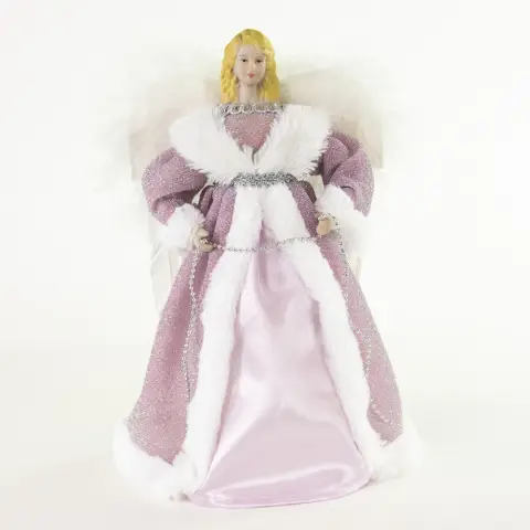 Christmas Workshop 12" Pink & White Dress Tree Top Angel