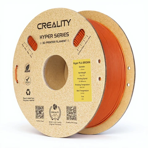 Creality Hyper PLA Marron 1 kg, impression rapide 30-600 mm/s, précision dimensionnelle +/- 0,02 mm, compatible avec la plupart des imprimantes 3D FDM, bobine 1 kg (2,2 lb)