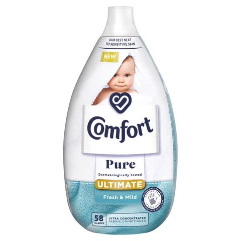 Comfort Pure Ultra-Concentrated Fabric Conditioner Fresh & Mild, 58 washes 870 ml