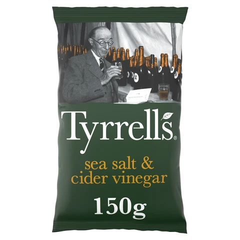 Tyrrells Hand-Cooked English Crisps Sea Salt & Cider Vinegar 150g