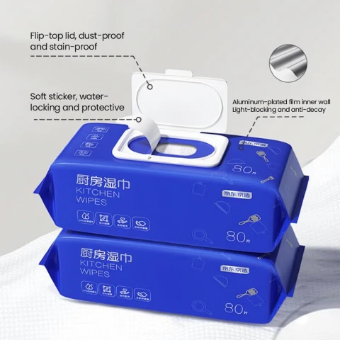 J.Zao Lingettes humides pour la cuisine - 80 feuilles x 3 paquets - Hygiène ménagère Lingettes nettoyantes