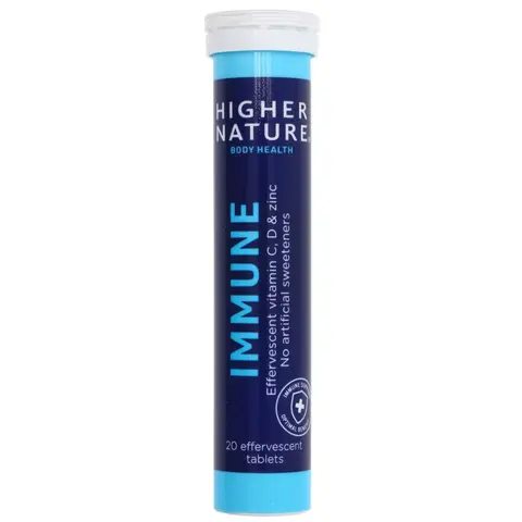 HIGHER NATURE - Immune Effervescent - Vitamins C & D With Zinc - 20 TABS