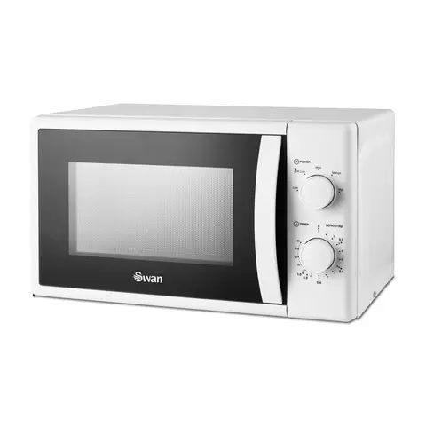 Swan Manual Microwave - 700W, 20L, White, With 5 Power Levels, 35 Minute Timer, SM4420WHT