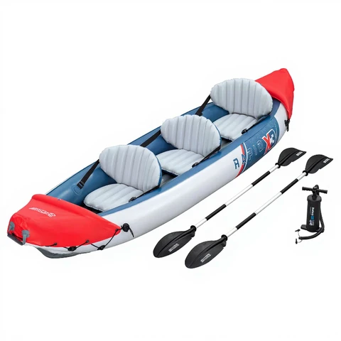 Bestway Hydro-Force Rapide X3 Kayak Gonflable 3 Places 381 x 100 cm, Charge 250 kg, avec 2 Pagaies et Pompe