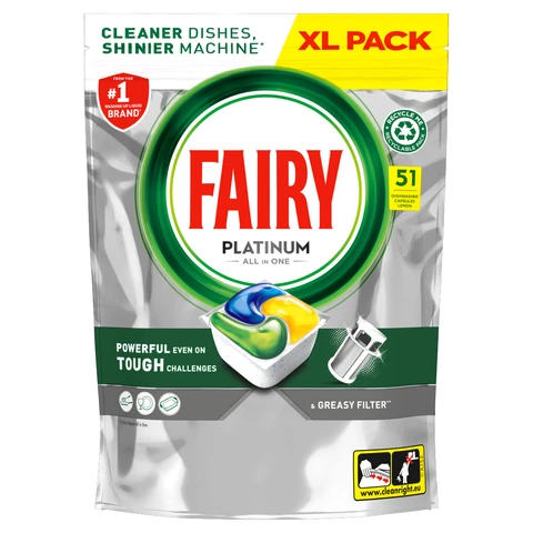 Fairy Platinum All In One Dishwasher Tablets Lemon 51 Tabs