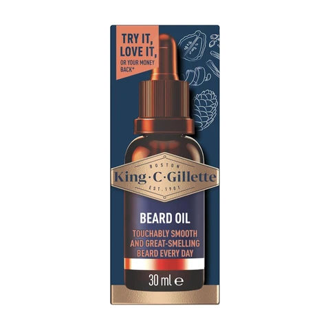 King C. Gillette Beard Oil Infused with Signature Scent, Plant-Based Ingredients 30 ml