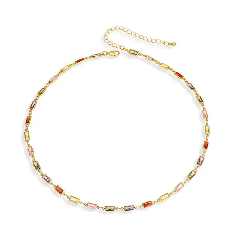 Ever Faith Colourful Cubic Zirconia Thin Tennis Choker Necklaces