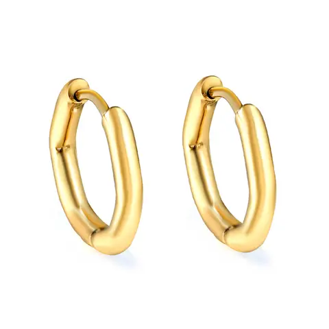 16mm Gold Plated Geometric Hoop Earrings – Octagonal Stainless Steel Huggie Hoops, 2.5mm Thick Polished Tube