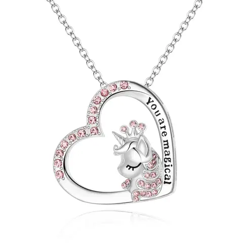 Ever Faith "You are Magical" Unicorn Heart Necklace