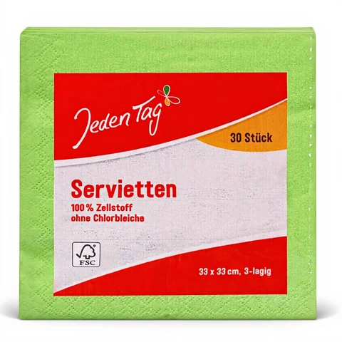 Jeden Tag Servietten 33x33cm Apfelgrün 3-lagig