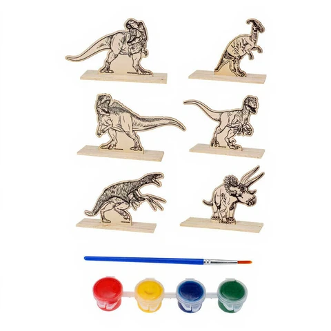 Dinosaur Kleurplaat Schilderset - 4 stuks, Willekeurig ontwerp