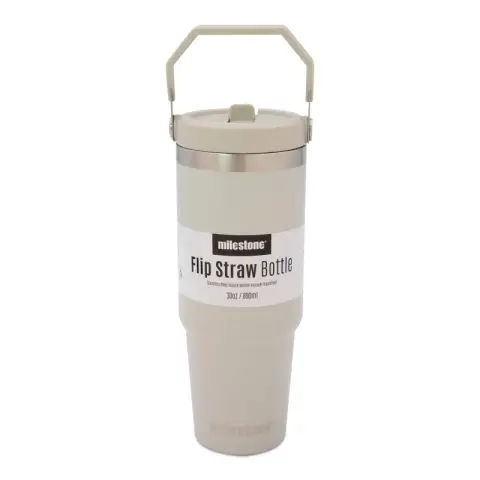 Milestone 30oz Insulated Travel Mug with Flip Straw - Grey