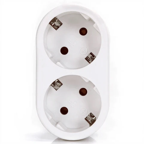 Aigostar Deutscher Typ Umwandlungsstecker/1 zu 2/16A/(Steckdosenleistenform) oval/Weiß