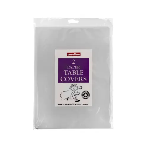 Caroline Tablecloth Paper Disposable Square Silver 90x90cm, Pack of 2