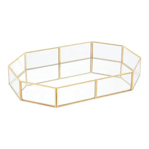 Maison by Premier Vintage Glass Octagonal Jewellery Tray