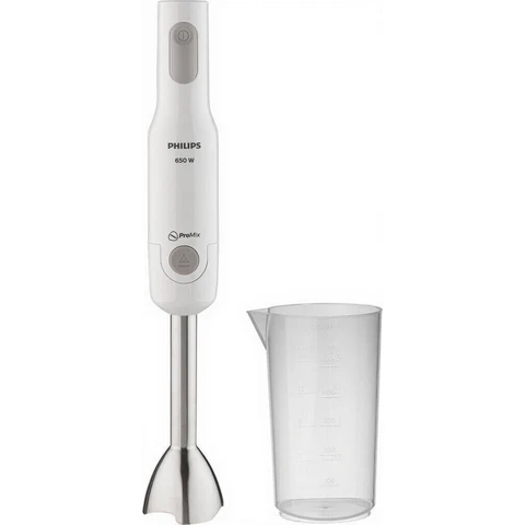 Philips Daily Collection ProMix Hand-Blender, intuitiv einfach, kraftvoll, 650 W, ergonomisches Design, Spritzschutz für das Messer, Kunststoff/Metall (HR2534/00)