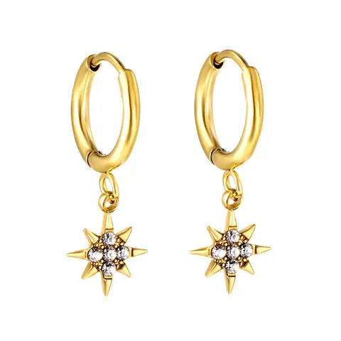 Lucky Star Diamonte 18K Gold Plated 8mm Drop Earrings