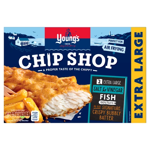 Youngs Chip Shop 2 Extra Large Fillets in Salt & Vinegar Batter 300g