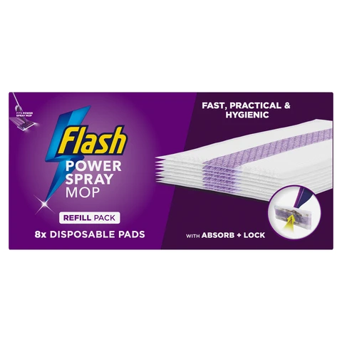 Flash Power Spray Mop Disposable Pad Refills 8 MultiSurface Pads