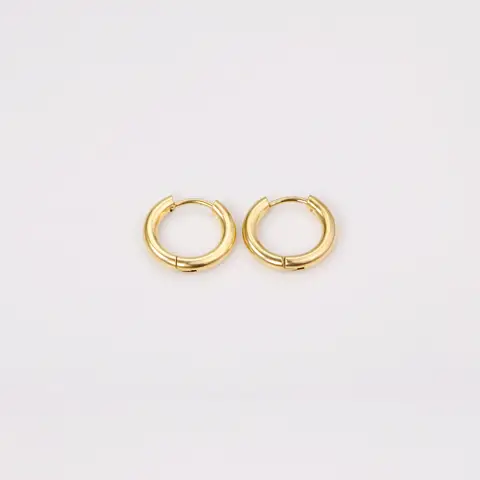 18K PVD Gold Plated Stainless Steel Small Hoop Earrings – 8mm Inner Huggie Hoops, Polished Minimalist Sleepers (Vacuum Plating)